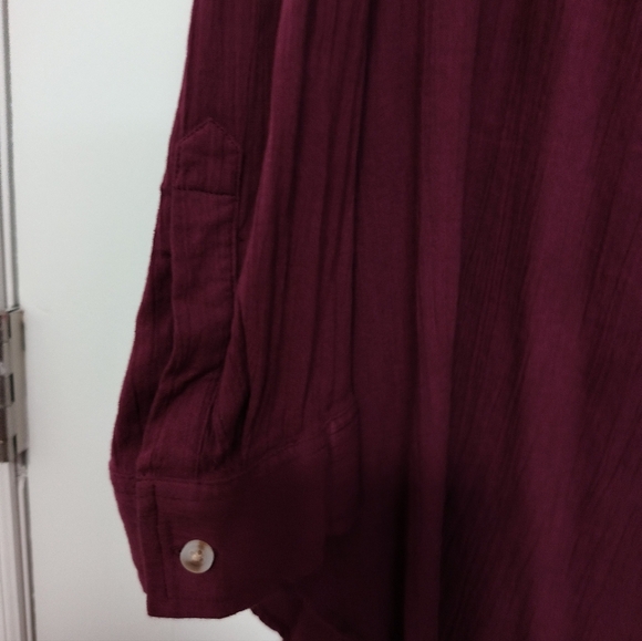 New Burgundy Oversized Button Shirt / 2X - Picture 4 of 6
